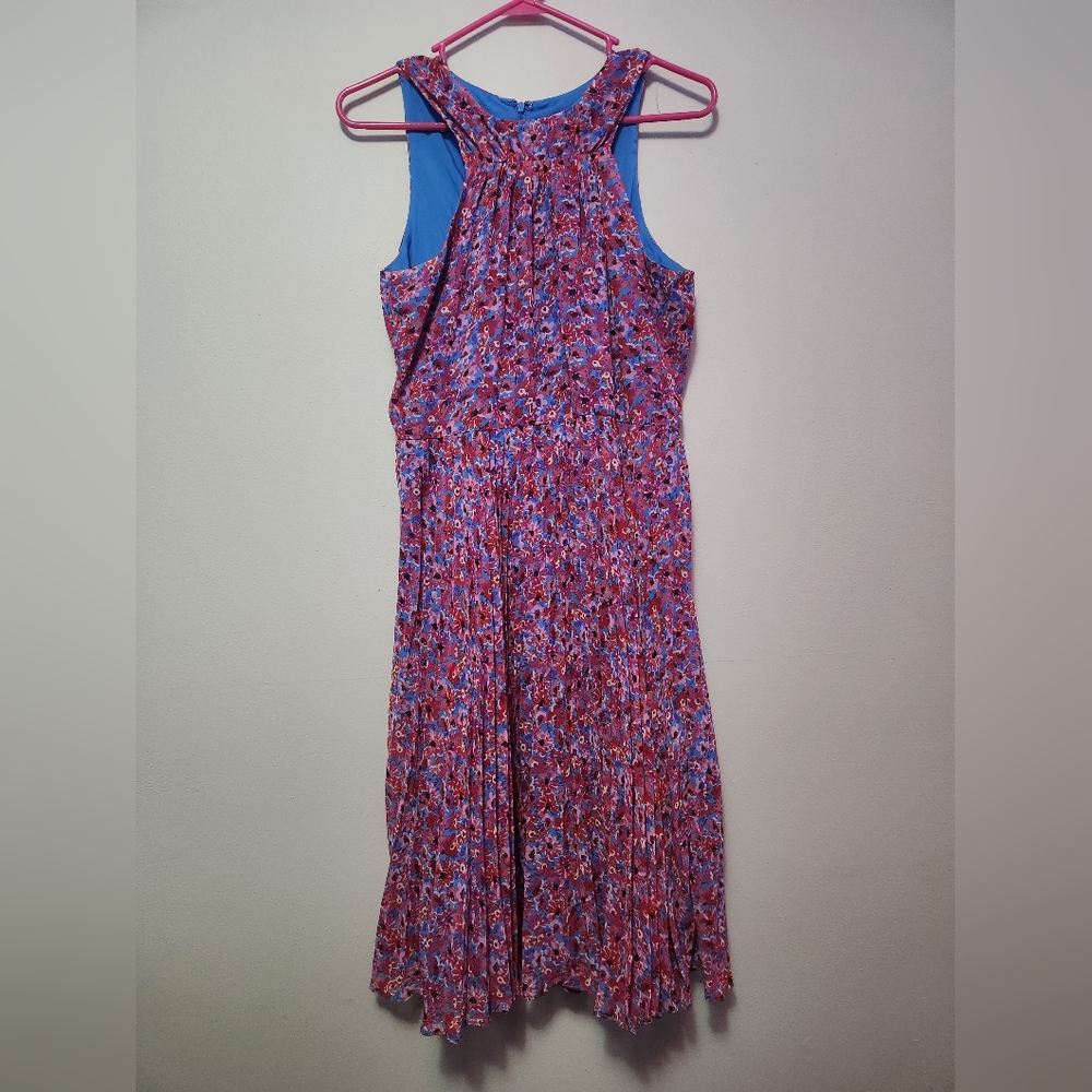 Maggy London Women's Size 10 Sleeveless Pleated Floral Print Dress Pink